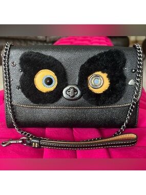 Coach Limited Edition ‘Coach Creatures’ Leather Owl Clutch Crossbody/Wallet EUC